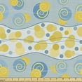 thumbnail image 1 of Abstract Fabric by the Yard, Wavy Stripes Lines Circles Dots Round Ovals Pastel Geometric, Decorative Upholstery Fabric for Chairs & Home Accents, Mustard and Blue Grey by Ambesonne, 1 of 5