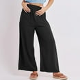 thumbnail image 4 of WIZUTIZ Womens Work Pants Thin Leisure Loose Wide Leg Summer Pants Elastic Stretch High Waist Full Length Summer Pants Solid with Pockets Beach Pants for Ladies Sports Party Black, 4 of 6