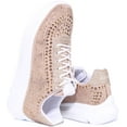 thumbnail image 4 of Guess Deglitz Women's Lace Up Rhinestone Trainers In Gold Size 7.5, 4 of 6