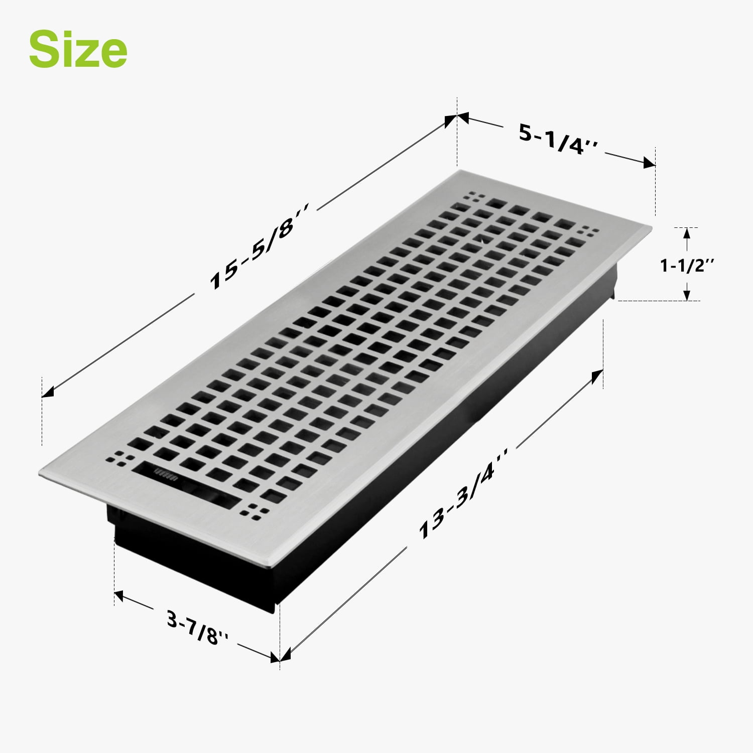 Naiture Stainless Steel Floor Register, Heavy Duty Rust-Resistant Floor Vent Cover, Metal Damper or Lever, Mission Style Grille Floor Vent, Duct Size 4" X 14", Brushed Nickel Finish