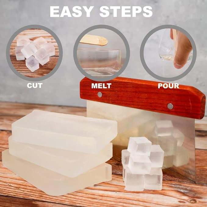 Primal Elements Clear Soap Base - Moisturizing Melt and Pour Glycerin Base for Crafting, Easy to Cut, Unscented - 10 Pound