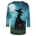 thumbnail image 4 of YLHFASHION 2025 T-Shirts d'Halloween pour Femmes Manches 3/4 T-Shirts Graphiques de Sorcière Hauts de Festival Col Rond Haut Soldes Aujourd'hui Liquidation T-shirt à Manches Longues pour Femmes, 4 of 5