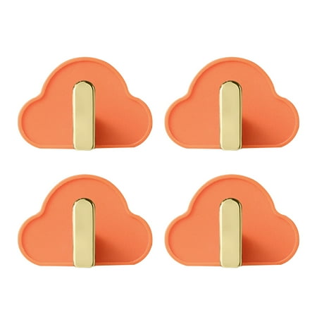 

4 Pcs Clothes Hooks Punching-free Hanging Hooks Cloud Shape Hat Bag Hooks