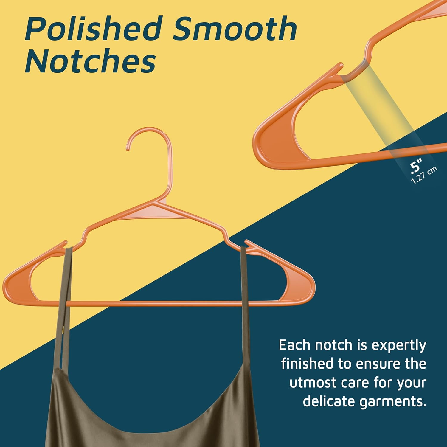 Lifemaster Plastic Clothes Hangers – Heavy Duty Hanger Set, For Organizing Clothes, Dresses, and Coat, Holds Up To 5 lbs, Space-saving Hangers with Non-Slip Shoulder Grooves, Pack of 50, Orange