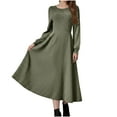 thumbnail image 6 of Arnsht Lightweight Sweater Dress Fall Dresses Midi Dress Luxury Outfits for Women Round Neck Solid Color Casual Long Sleeved Dresses Green S, 6 of 7