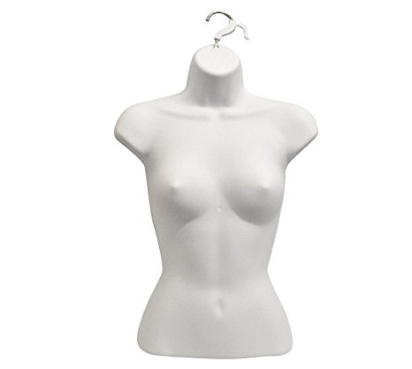 White Female Upper Torso Plastic Mannequin Form 