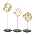 thumbnail image 6 of 19", 16", 13"H Gold Metal Geometric Sculpture with Marble Base, by CosmoLiving by Cosmopolitan (3 Count), 6 of 8