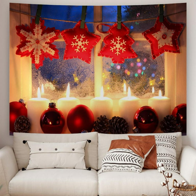 Christmas Tapestry Snowflakes Santa Claus Winter Wall Hanging Cloth Fireplace  Blanket Gifts Christmas Wall Decorations for Home - AliExpress