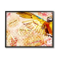 Stupell Industries Dazzling Glam Parrot Floral Pattern Upscale Bling Graphic Art Black Framed Art Print Wall Art, Design by Ziwei Li