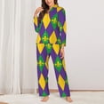 thumbnail image 2 of Pofeuu Mardi Gras Print Womens Pajamas Set Long Sleeve Sleepwear Button Down Nightwear Soft Pj Lounge Sets Button Down Pajamas Women-Large, 2 of 7