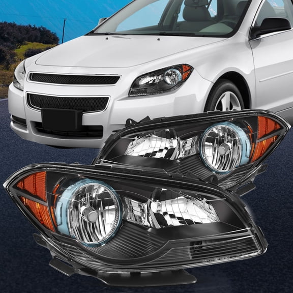 Pair Headlights Assembly Fits 2008-2012 Chevy Malibu LH RH Side