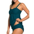 thumbnail image 5 of DOKOTOO Womens Swimsuits Ruched Padded Tankini Set Solid Swim Top and Bottoms Bathing Suit Green XL 16-18, 5 of 8