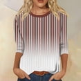 thumbnail image 2 of Birdeem T-Shirts à Manches 3/4 pour Femmes T-Shirt Imprimé Mode Blouse à Manches 3/4 Col Rond Hauts Décontractés T-Shirts à Manches 3/4 pour Femmes, 2 of 5