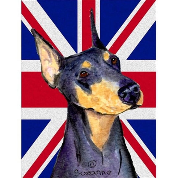 Doberman With English Union Jack British Flag Flag Canvas House Size