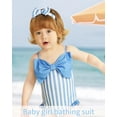 thumbnail image 3 of Traje de baño para bebé Mioglrie 3-6M azul con volantes y lazo, 3 of 5