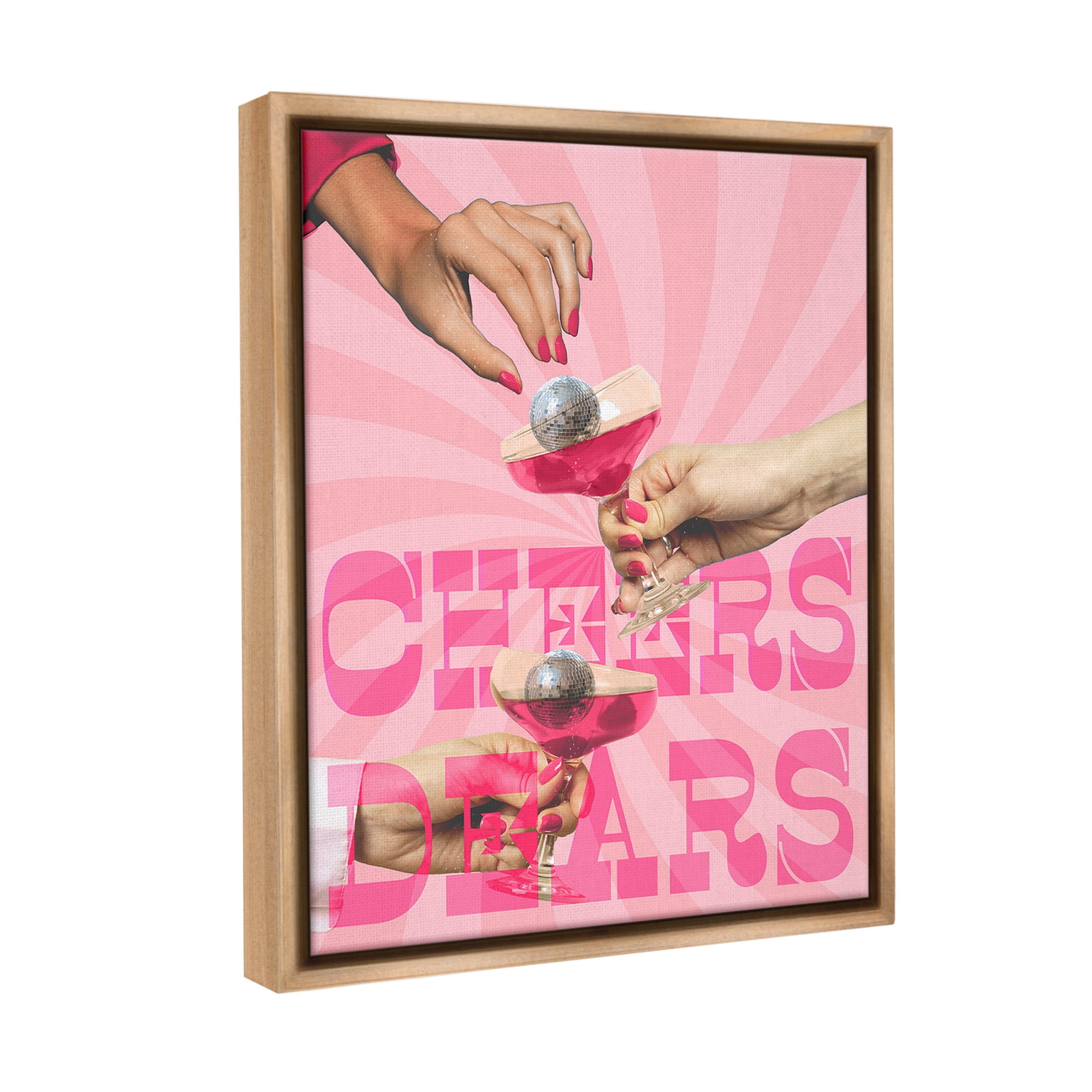 Stupell Industries Groovy Cheers Dears Food & Beverage Painting Brown Floater Framed Canvas Art Print Wall Art, 25 x 31