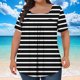 thumbnail image 1 of mfyjkho Tops Para Salir, Camiseta Holgada De Manga Corta Plisada Con Cuello Extragrande Y Estampado Para Mujer, Talla L-5Xl Tops Para Hacer Ejercicio L, 1 of 5