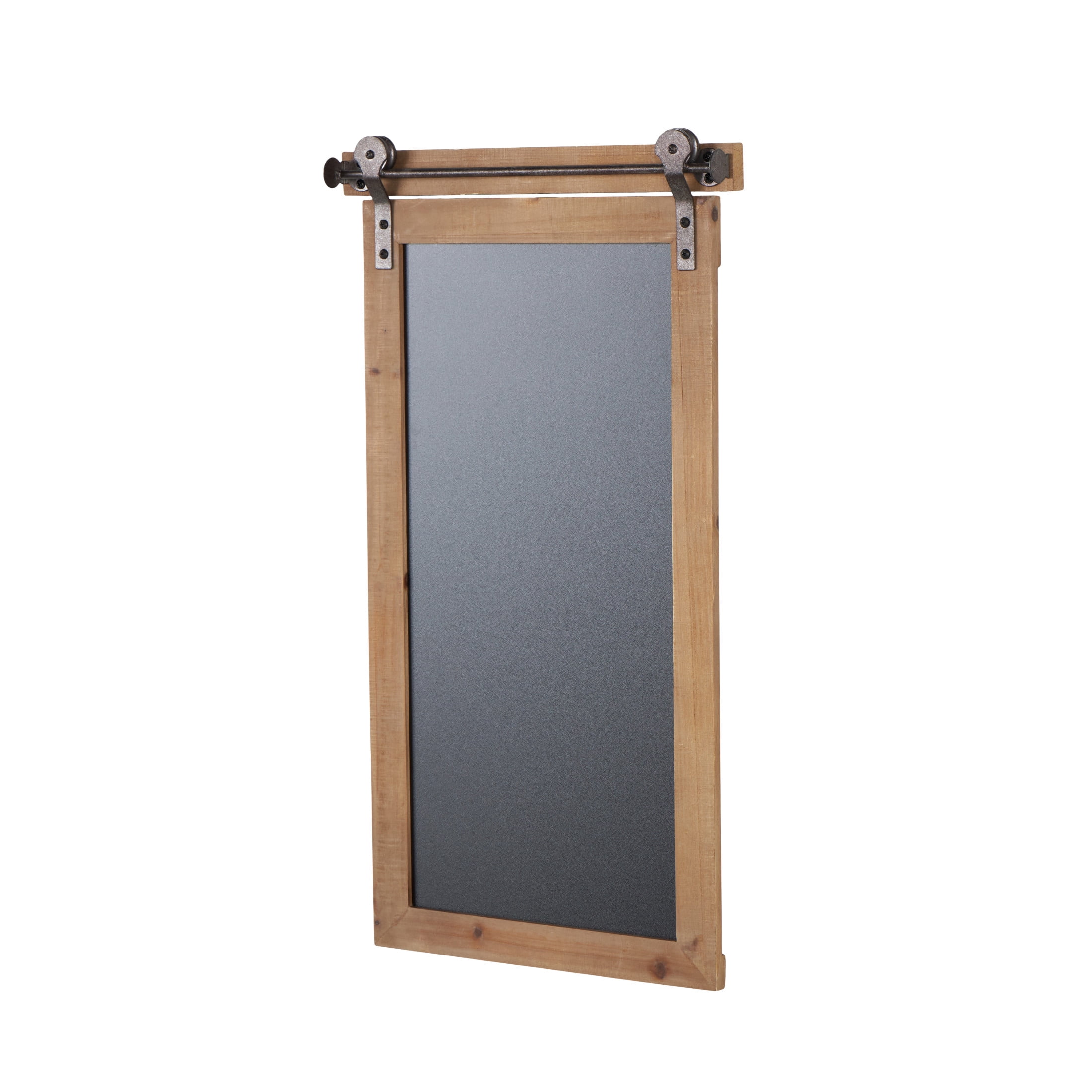 DecMode Brown Wood Chalkboard Sign Wall Decor with Barn Door Inspired Top