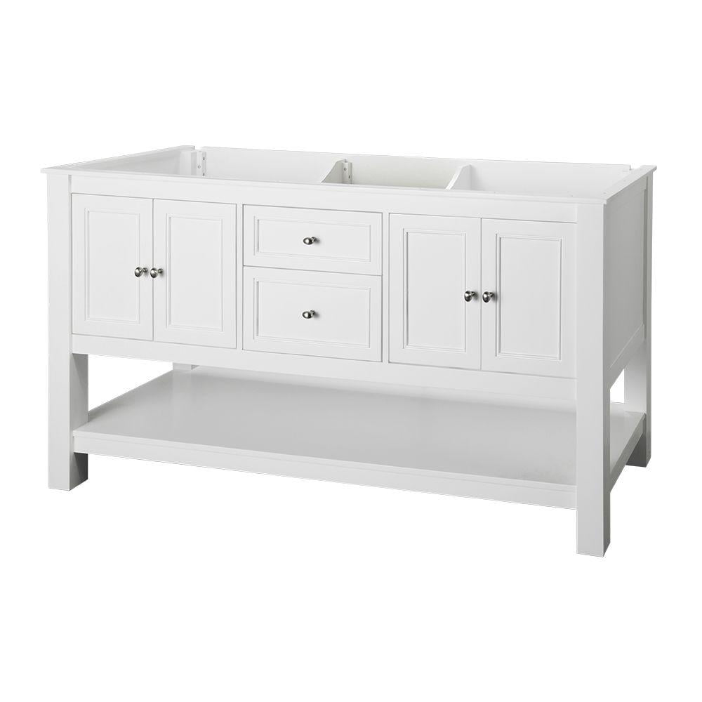 Gazette 60 In Vanity Cabinet Only In White With Double Bowl