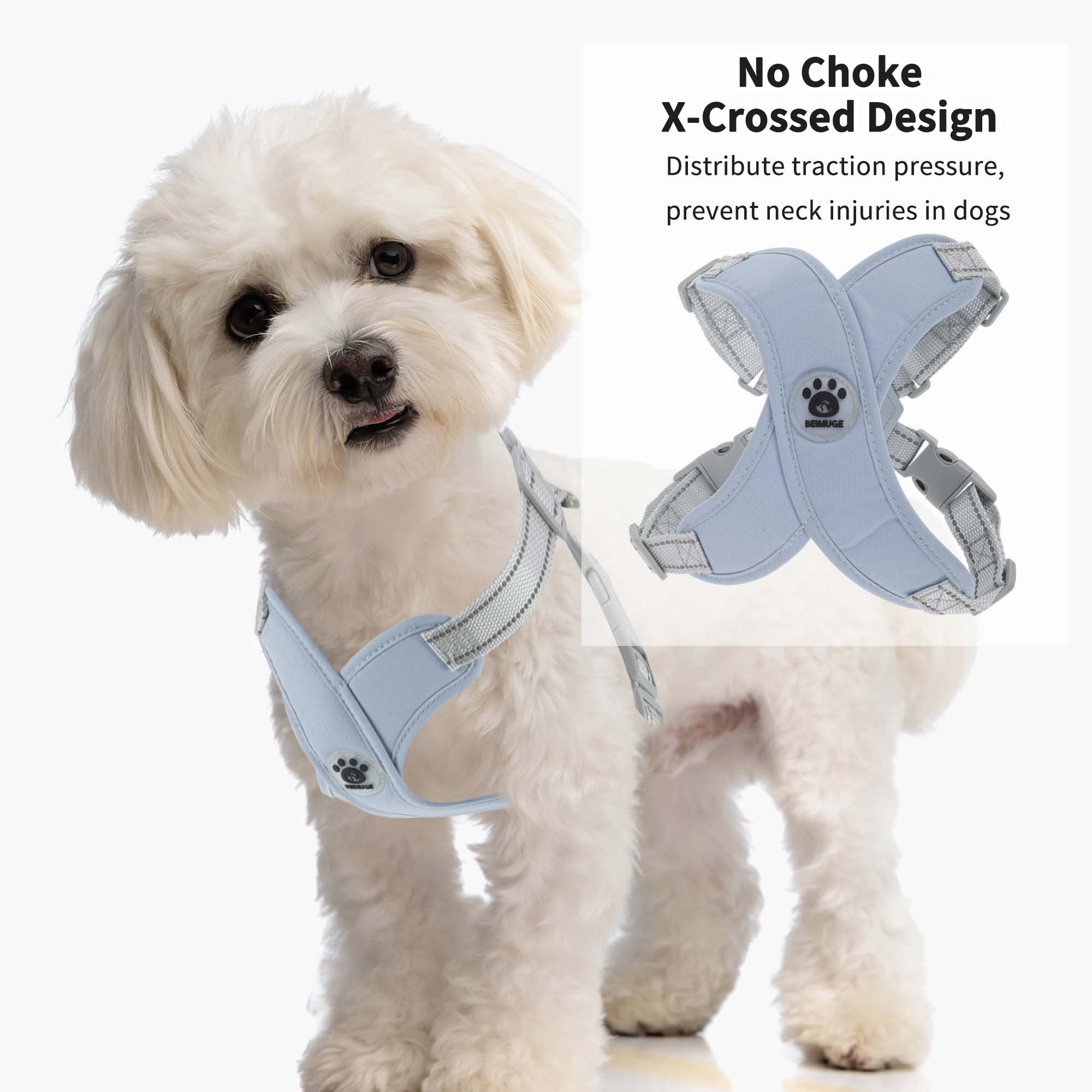 Unique Bargains Adjustable Anti-Choking Dog Bust Harness Blue