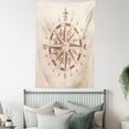 thumbnail image 4 of Compass Tapestry, Old Compass Rose A Sun Face Lady on It Instrument Distances between Points Graphic, Wall Hanging for Bedroom Living Room Dorm Decor, 60W X 80L Inches, Tan Brown, by Ambesonne, 4 of 5