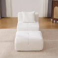 thumbnail image 3 of 31.1" Modular Cloud Armless Accent Chair with Ottoman Set, Modern Boneless Deep Seat Single Sofa Soft Lounger with Footstool Throw Pillow for Living Room, Bedroom, No Assembly Required, Ivory, 3 of 11