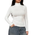 thumbnail image 2 of jjayotai Women's Turtleneck Long Sleeve Shirts Slim Fit Tops | Soft Layering Undershirt Casual Basic Tee Fall Winter Tops, Lightweight Base Layer, 2 of 6