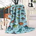 thumbnail image 2 of LightBlue Cartoon Dinosaurs Names Pattern Blanket,Comfortable Soft Flannel Throw Blanket,All Season,Warm Lightweight Blankets for Sofa Bed Couch Living Room Chair,50"x60", 2 of 4