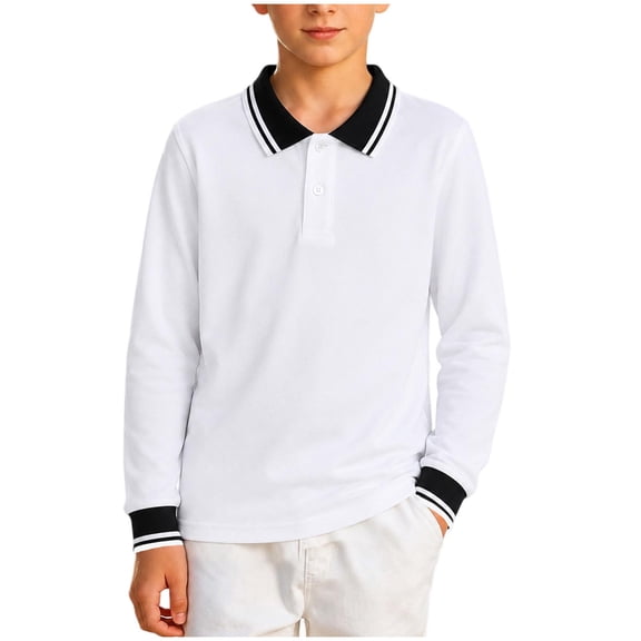 Kids Long Sleeve Collared Shirt Ghalytn School Uniform Top - Cotton Blend Button Front, Back to School