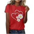 thumbnail image 3 of Posijego Valentines Day T-Shirt for Women Floral Heart Printed Short Sleeve Graphic Tees Spring Casual Summer Tunic Tops, 3 of 5