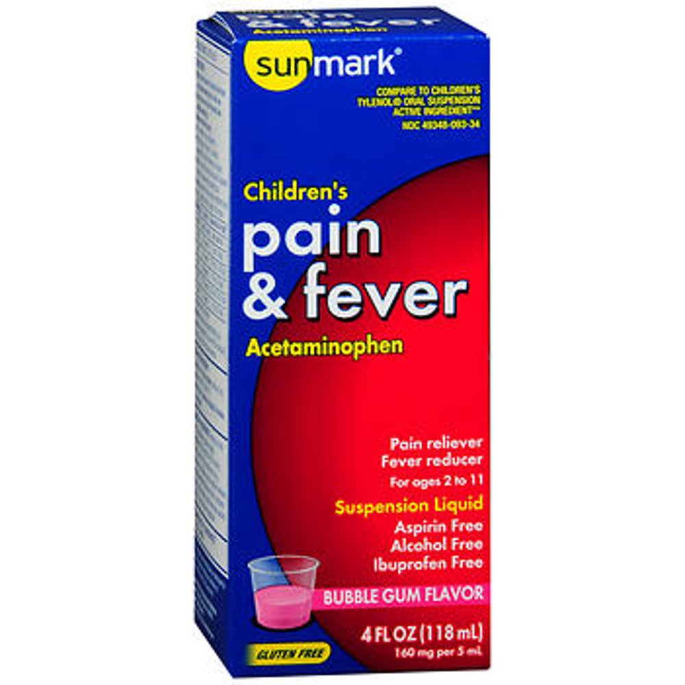 Sunmark Children's Bubble Gum Pain Reliever Liquid Suspension, 4 Fl. Oz