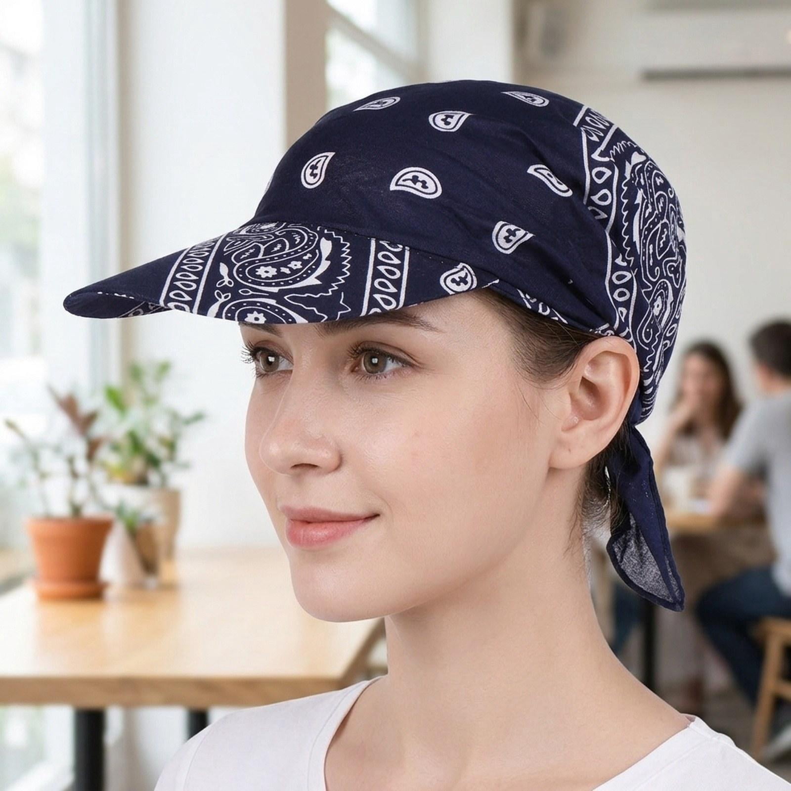 yuksok Head Scarf Bandana Cap with Brim Comfortable Sun Hat for