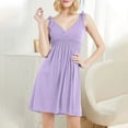 thumbnail image 2 of FAIWAD Robe pour Femme Grande Taille Tendance Froncée à Col en V Robe Débardeur Été Décontractée Sans Manches Fluide Évasée Mini Robes, 2 of 3