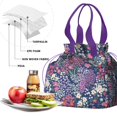 thumbnail image 4 of Pioneer Flower Drawstring Lunch Bag Women - Drawstring Lunch Bag Insulated for Work Office - Stain-Resistant Large Lunchbags for Women with Multi-Pockets, 4 of 6