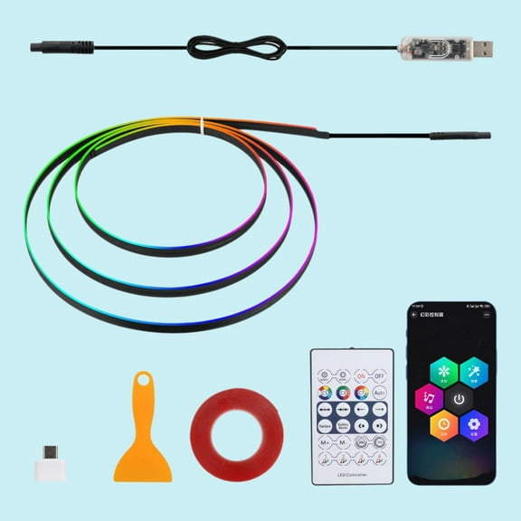 Road Glow Interior Lights, RoadGlow Interior Lights - Universal for All Vehicles/Customizable Colors/Remote Control/Music Sync/App Control, Road Glow LED Lights Interior (43.3 in * 1)