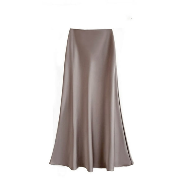 Ediodpoh Satin Midi Skirt High Waist Solid Color Casual Soft Flowy Comfortable Stretch Fabric Versatile Day to Night Women's Skirts Rose Gold XXXL