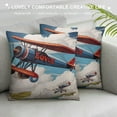 thumbnail image 3 of Nawypu Pillow Covers Biplane Bon Voyage Throw Pillow Covers Square Pillow Case Sofa/Couch Cushion Covers Zipper Pillow Protector for Bedroom Living Room, 3 of 5