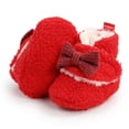 thumbnail image 2 of Orchip Autumn Winter Fleece Booties Newborn Baby Boy Girl First Walkers with Bow 0-18M, 2 of 6