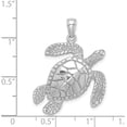 thumbnail image 4 of 14K White Gold Large Textured Swimming Sea Turtle Charm - 30mm, 4 of 6