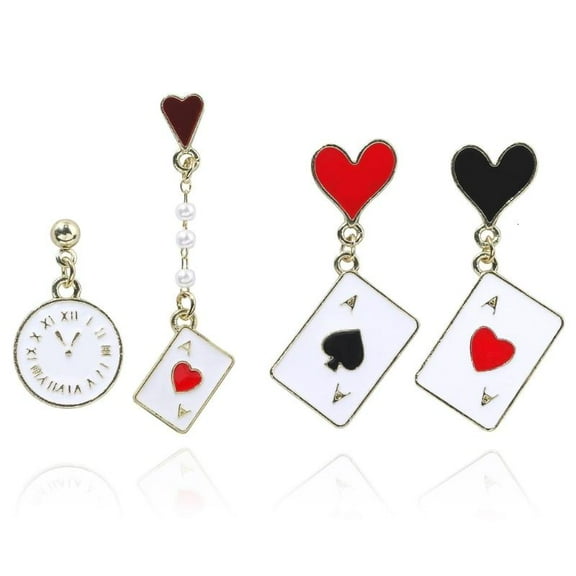WINDLAND 2 Pairs Trendy Poker Card Earrings Ear Accessories for Festivals and Gatherings
