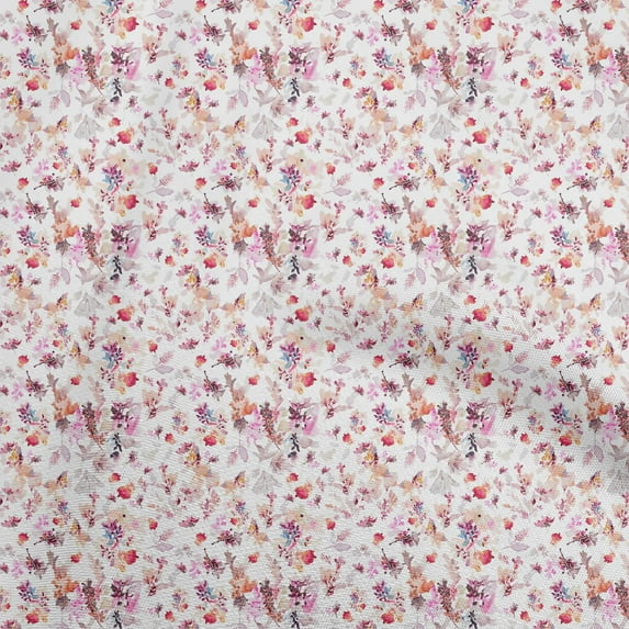 oneOone Cotton Flex White Fabric Abstract Floral Fabric For Sewing Printed Craft Fabric By The Yard 40 Inch Wide