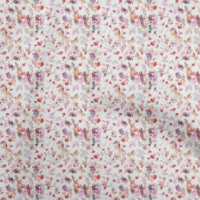 oneOone Cotton Cambric White Fabric Abstract Floral Sewing Craft Projects Fabric Prints By Yard 42 Inch Wide