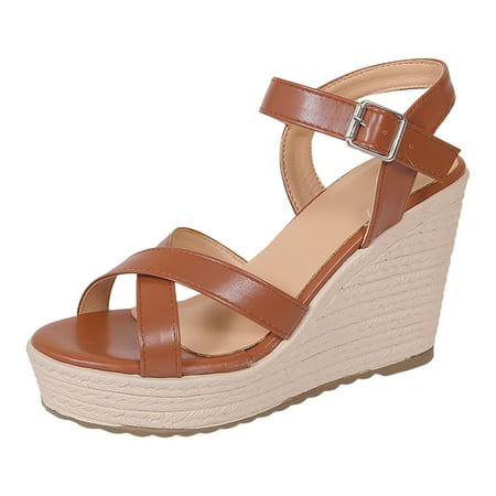 

PEASKJP Sandals for Women Casual Summer Womens Lace up Square Toes Flat Sandals with Ankle Strap Summer Criss-Cross Gladiator Shoes (Brown 8)