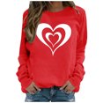 thumbnail image 2 of Fartey 2025 Chandail en Molleton pour Femmes Saint-Valentin Décontracté Manches Longues Col Rond Chandail Mignon Graphique Mode Vacances Chandails en Molleton Rouge, 2 of 4