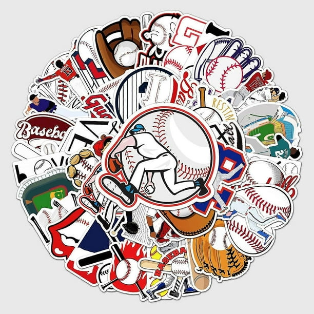 Baseball Waterproof Stickers for Kids,50pcs Pack Aesthetic Sticker for Water Bottles Laptop iphone Notebooks Computer Skateboard Bicycle Helmet Cute V
