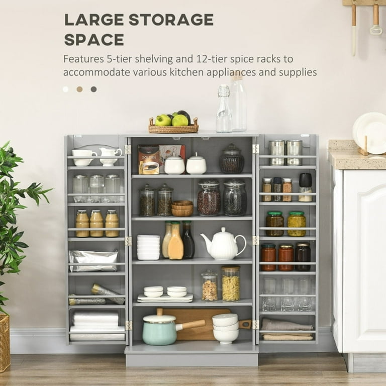 Kitchen Pantry Cabinet 41 Freestanding Pantry Cabinet with Doors 5 Adjustable Shelves Small Pantry Storage Cabinet for Kitchen Living Room