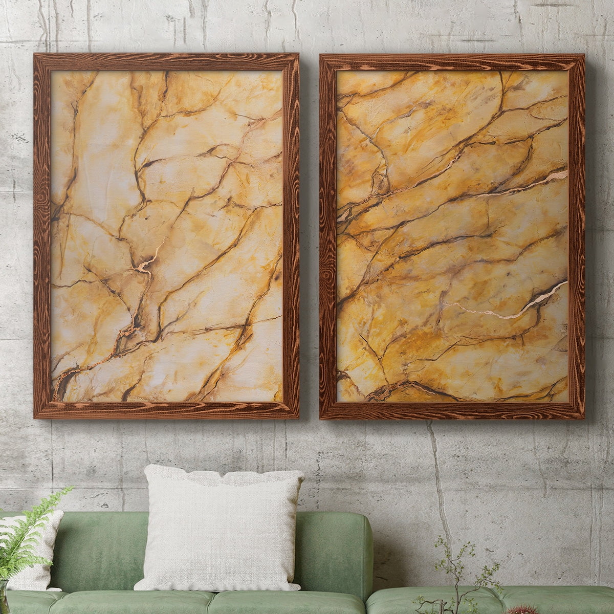 Yellow Marble I - Premium Framed Canvas 2 Piece Set - Ready to Hang