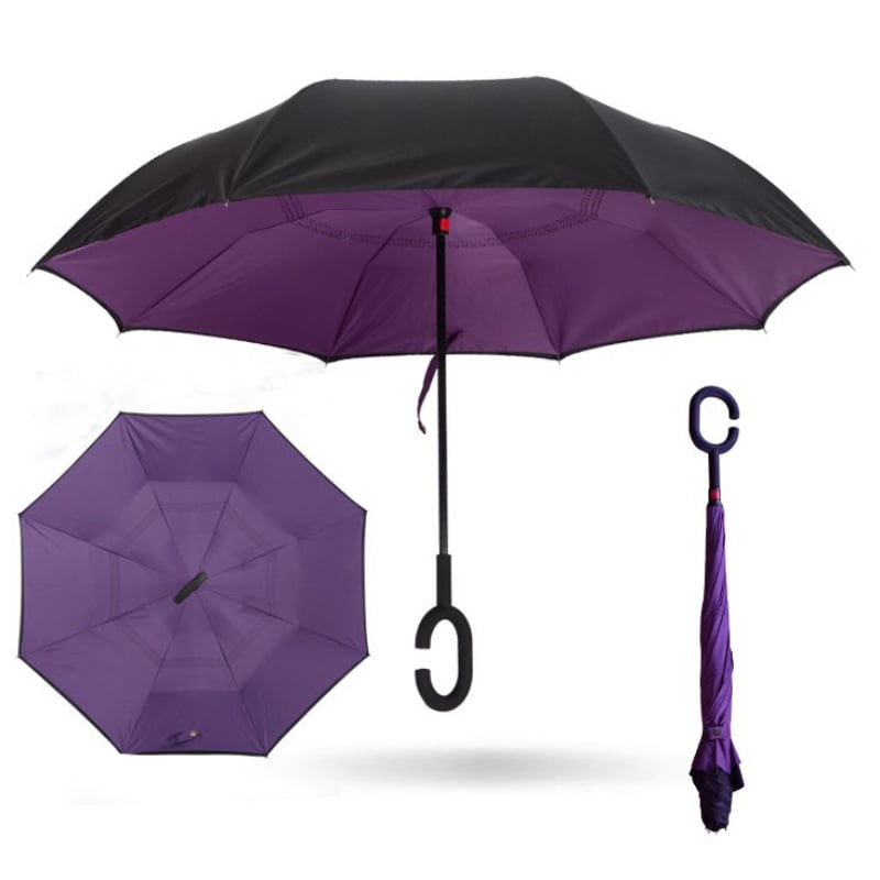 Double Layer Inverted Inverted Umbrella Is Light And Sturdy Toucan Bird Leaves Reverse Umbrella And Windproof Umbrella Edge Night Reflection