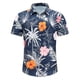 thumbnail image 1 of Blusa de Manga Corta Bloque de Impresión de Botón Collar de Solapa Blusa Casual, Mangas de Mano para Hombres, 1 of 7