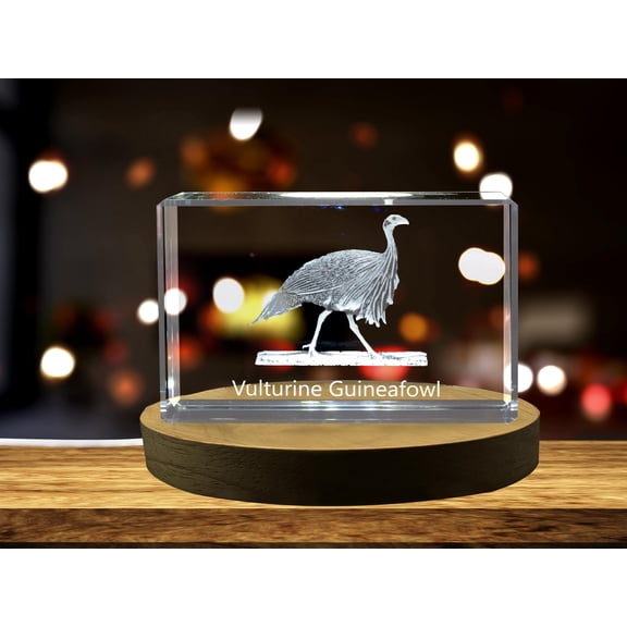 Vulturine Guineafowl 3D Engraved Crystal 3D Engraved Crystal Keepsake/Gift/Decor/Collectible/Souvenir